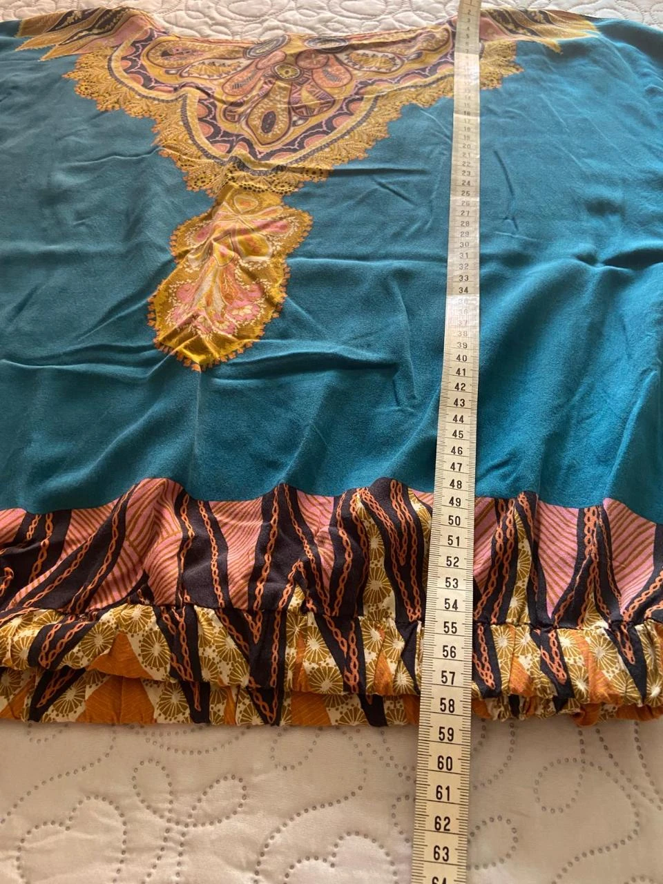 Blusón, caftán estilo étnico, azul turquesa y dorado - SuiteBlanco. Talla Única – photo 11